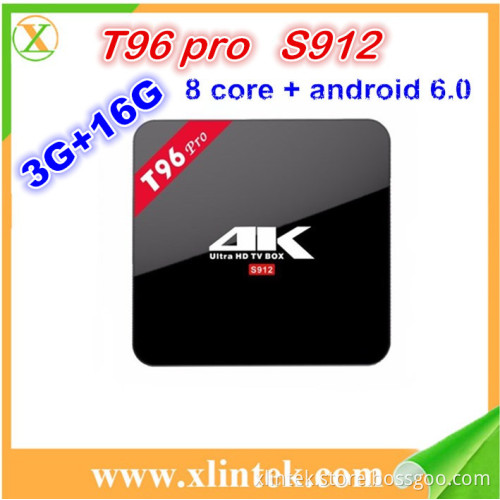 New arrival T96 pro tv box amlogic s912 octacora 1080p hd hindi video songs 3gb ram 16gb rom 2016 new android tv box